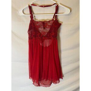 Dreamgirl Womens Sexy Red Hot Lacy Nightgown One Size Bow Sheer Dress